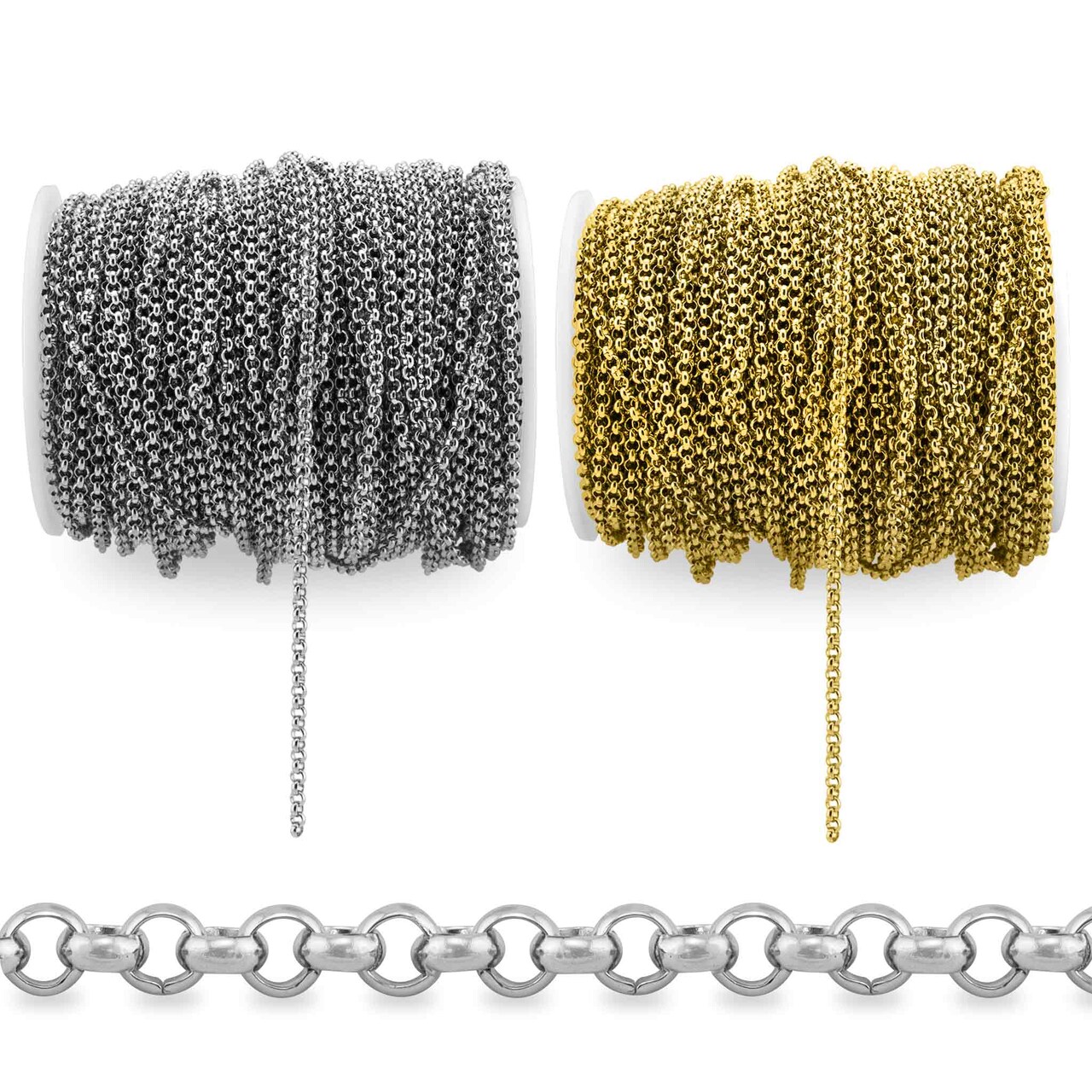 Stainless Steel 3mm Rolo Chain (unsoldered) 164' Spool 50 meter